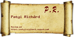 Patyi Richárd névjegykártya